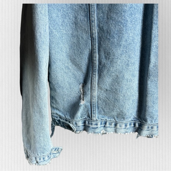 Men’s distressed TOPMAN jean jacket size large - Picture 3 of 7